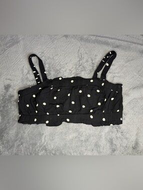 H&M Black Polka Dot Strapless Smocked Top
